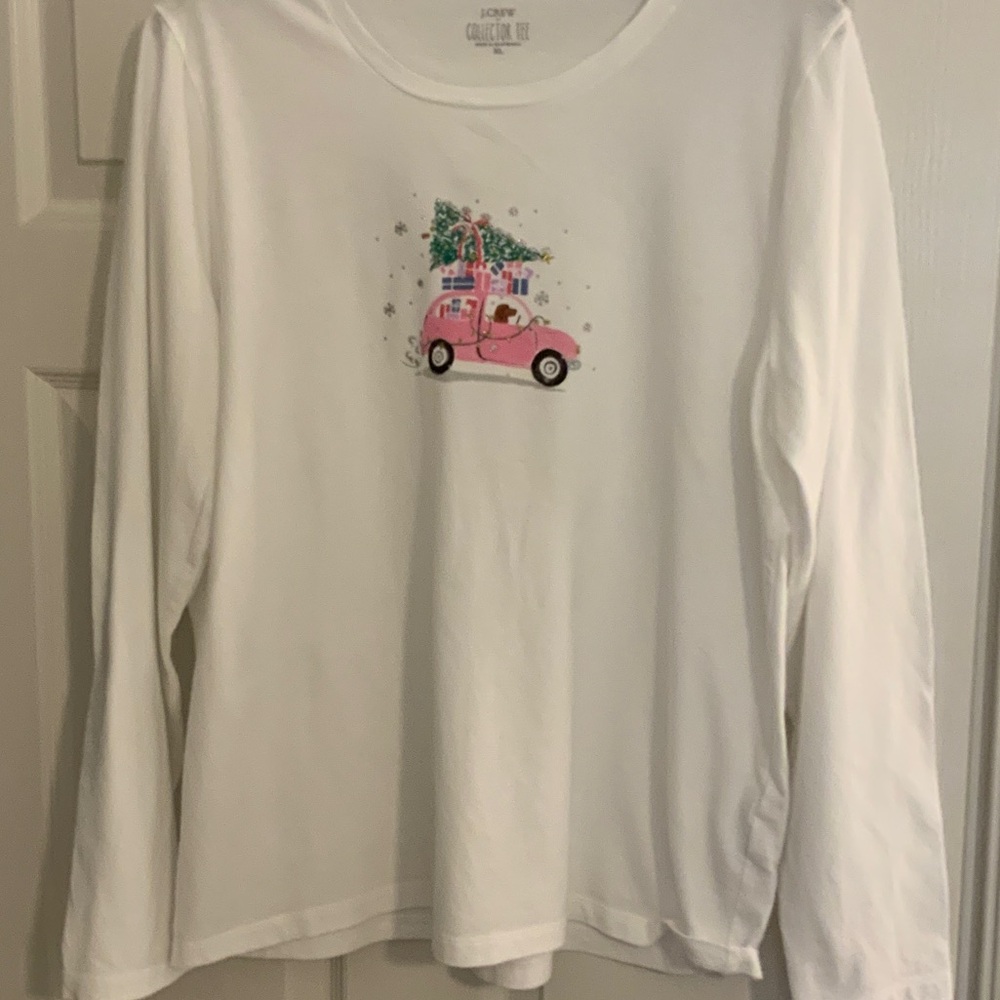 J. Crew Kids White Long Sleeve Tee with Pink Truck Graphic